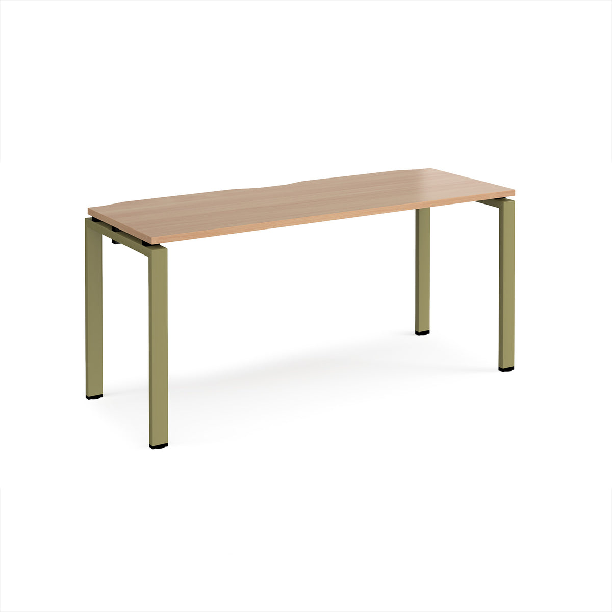 Adapt single desk 1600mm x 600mm - green frame, Beech top - view 1