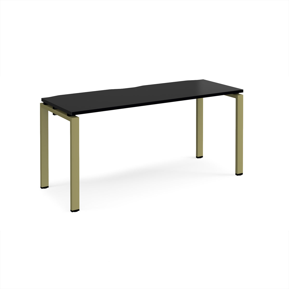 Adapt single desk 1600mm x 600mm - green frame, black top - view 1
