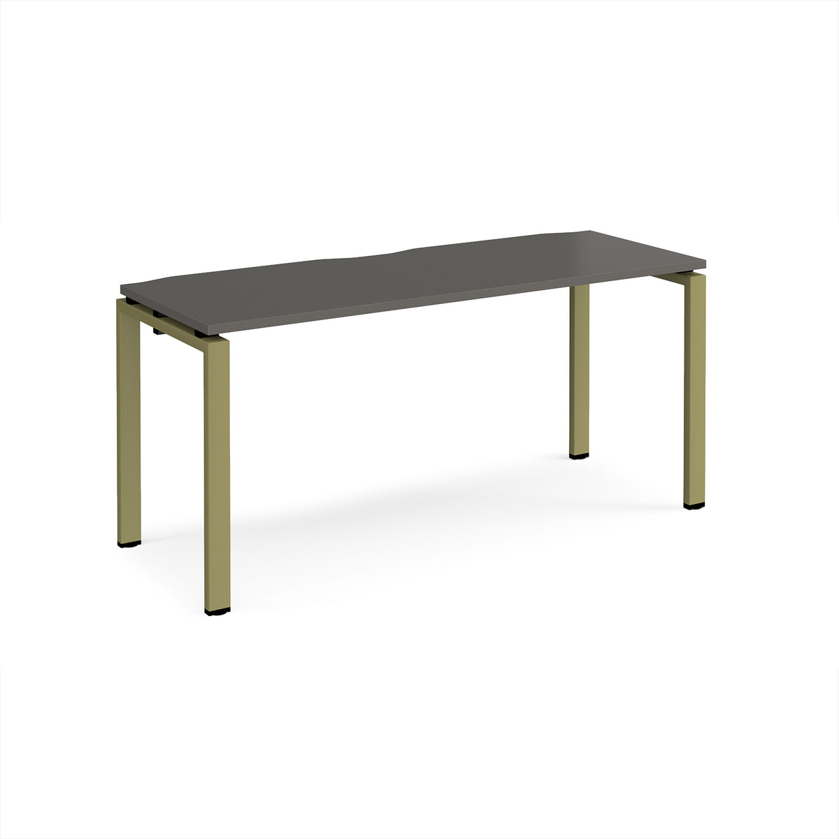 Adapt single desk 1600mm x 600mm - green frame, storm grey top - view 1