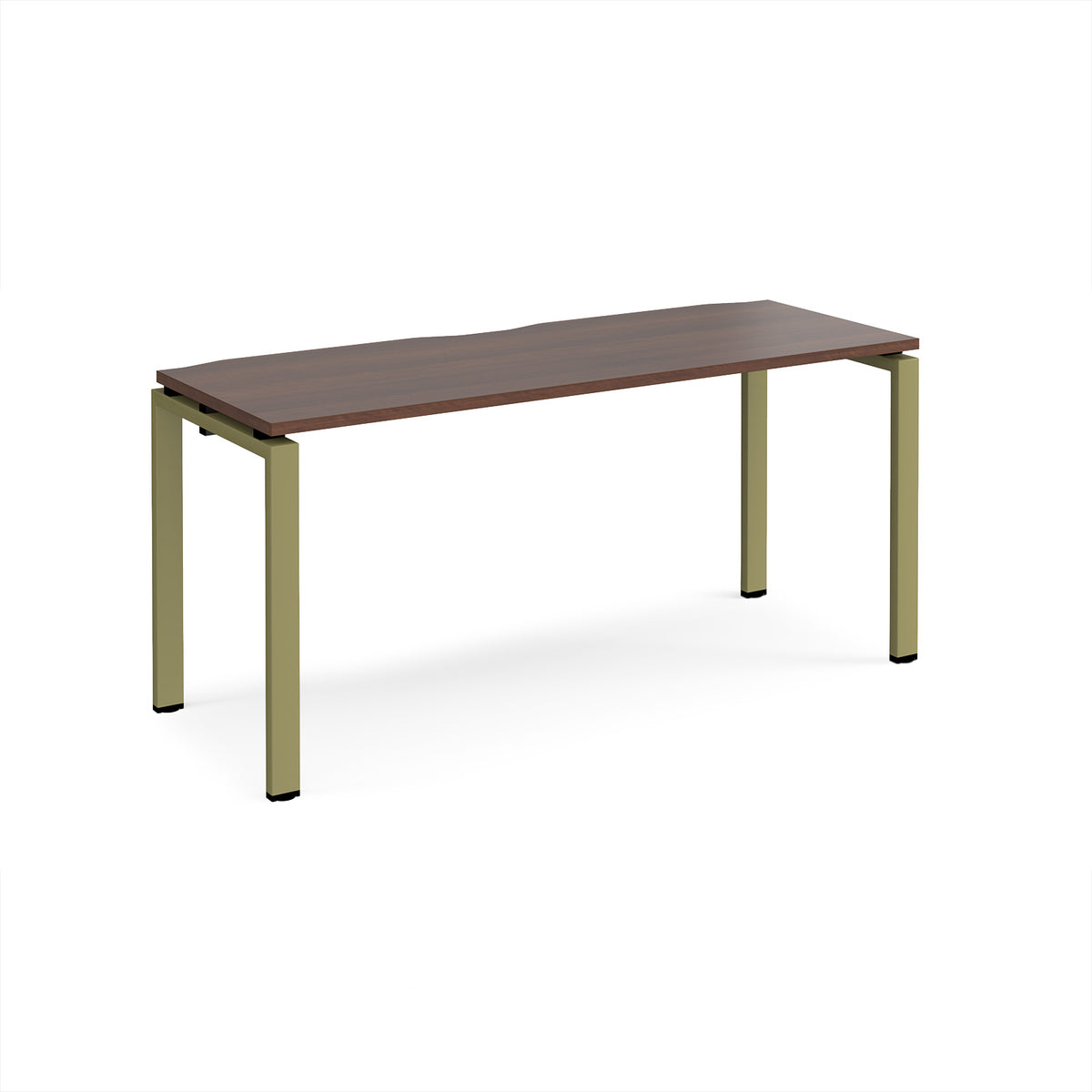 Adapt single desk 1600mm x 600mm - green frame, Walnut top - view 1