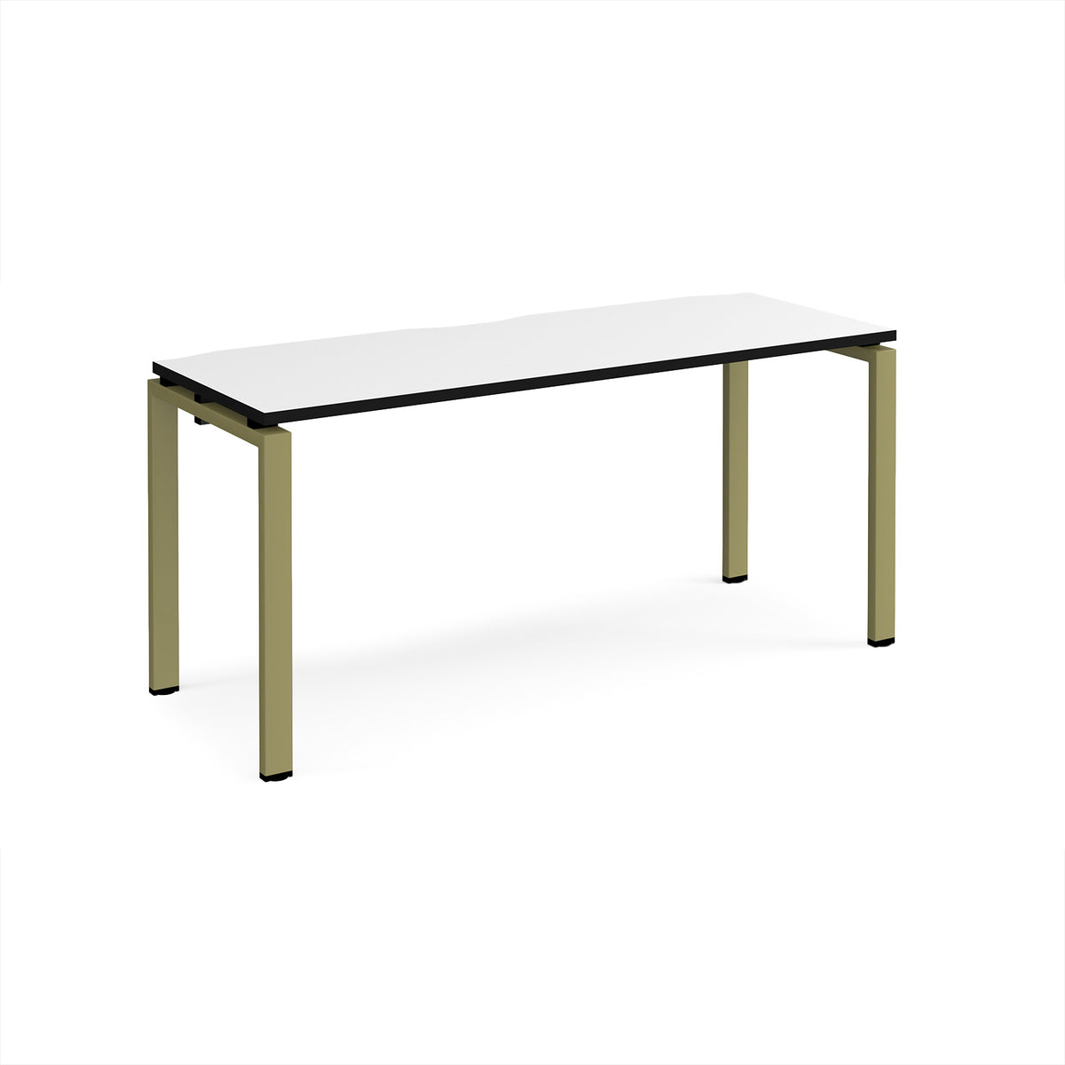 Adapt single desk 1600mm x 600mm - green frame, White Top, black edge - view 1