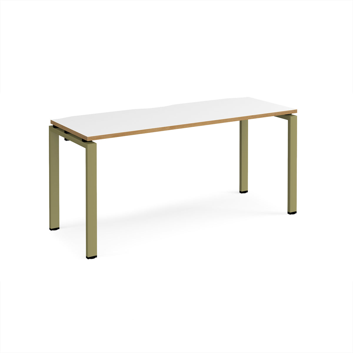 Adapt single desk 1600mm x 600mm - green frame, White Top, oak edge - view 1