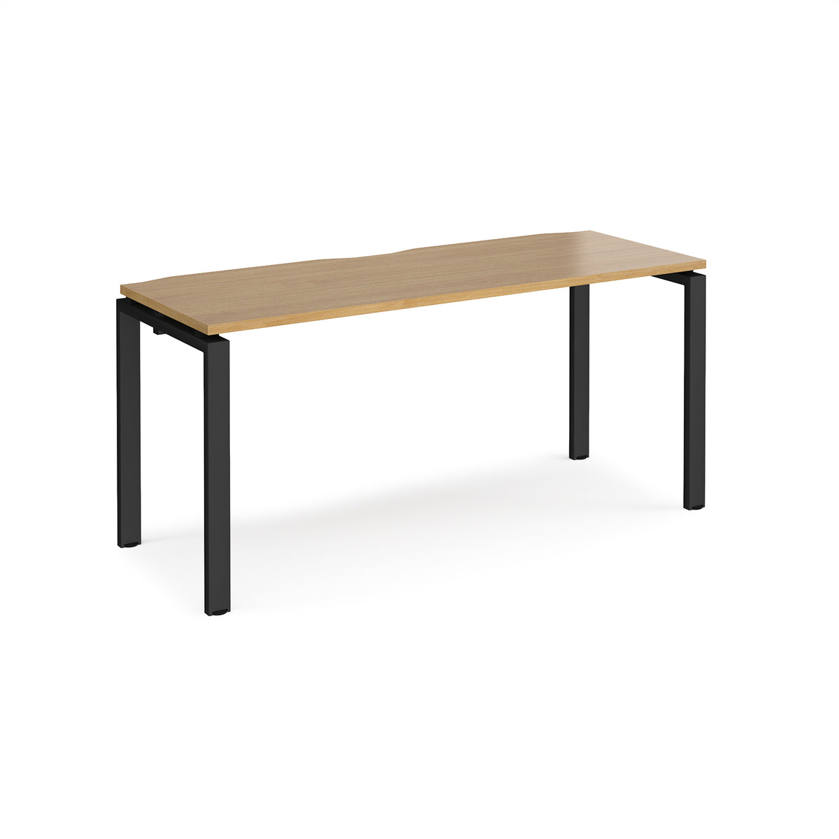 Adapt single desk 1600mm x 600mm - black frame, Oak Top - view 1