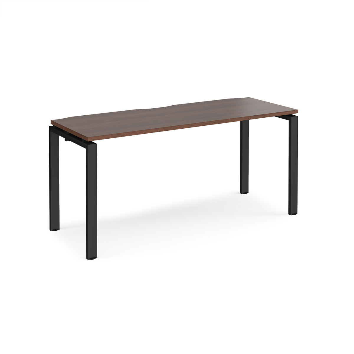 Adapt single desk 1600mm x 600mm - black frame, Walnut top - view 1