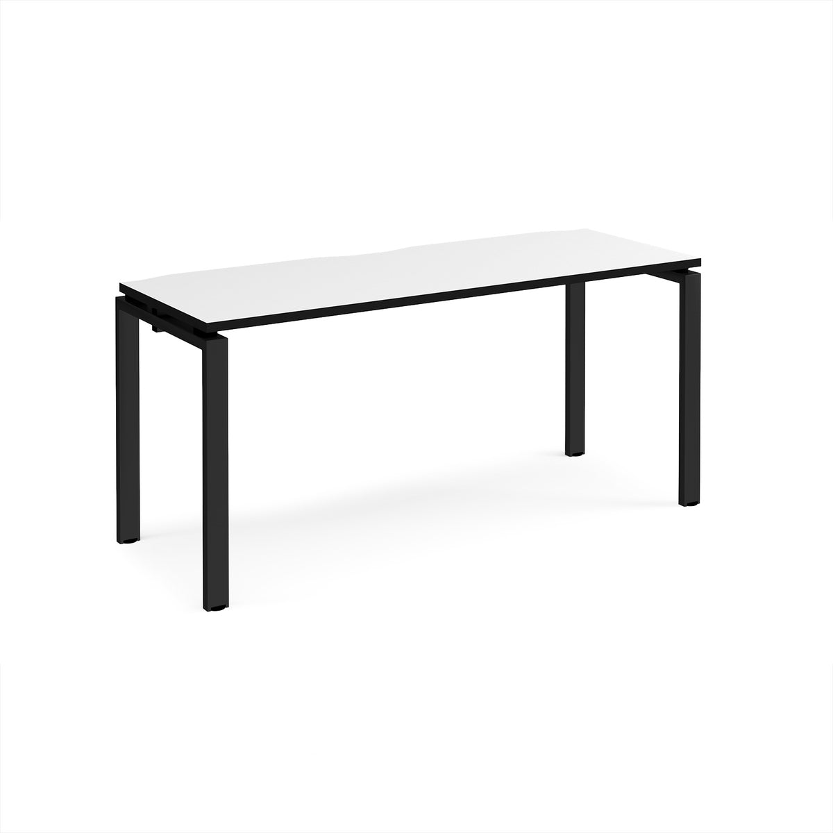 Adapt single desk 1600mm x 600mm - black frame, White Top, black edge - view 1