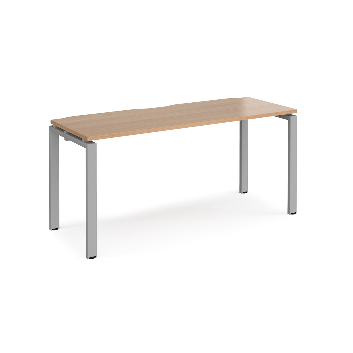 Adapt single desk 1600mm x 600mm - silver frame, Beech top - view 1