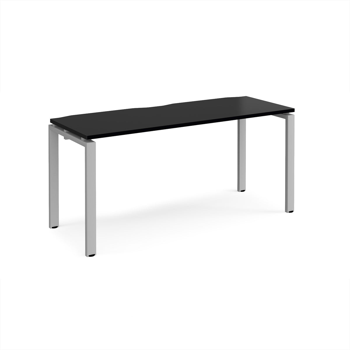 Adapt single desk 1600mm x 600mm - silver frame, black top - view 1