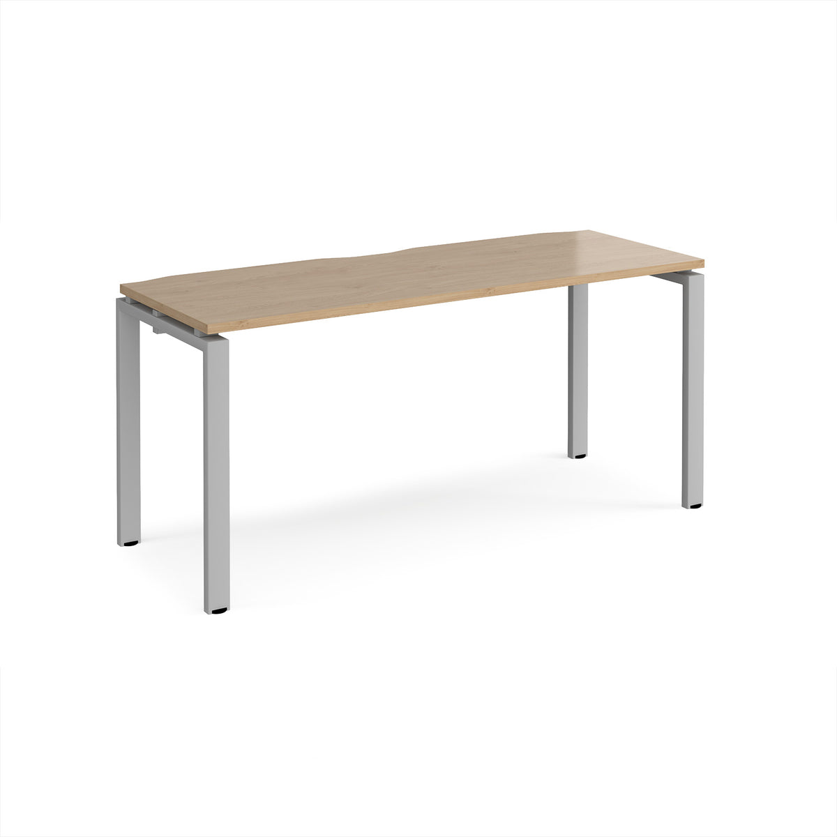 Adapt single desk 1600mm x 600mm - silver frame, Kendal Oak Top - view 1