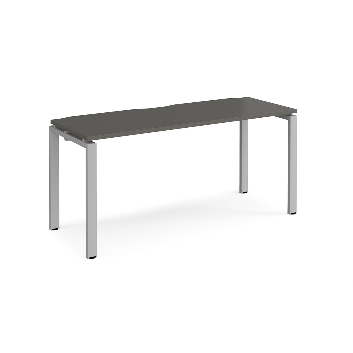 Adapt single desk 1600mm x 600mm - silver frame, storm grey top - view 1
