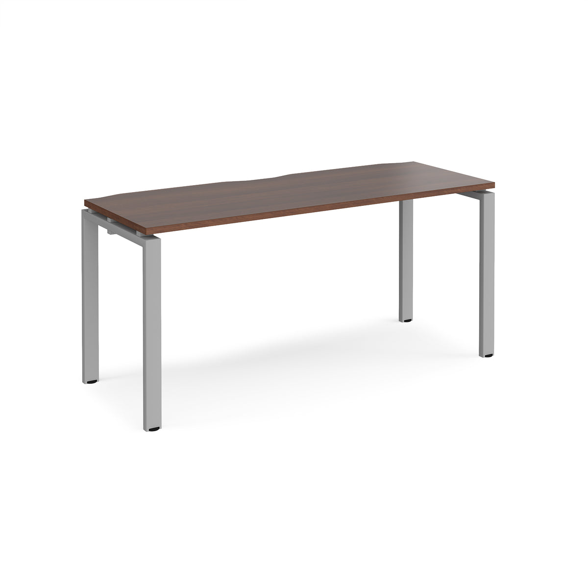Adapt single desk 1600mm x 600mm - silver frame, Walnut top - view 1