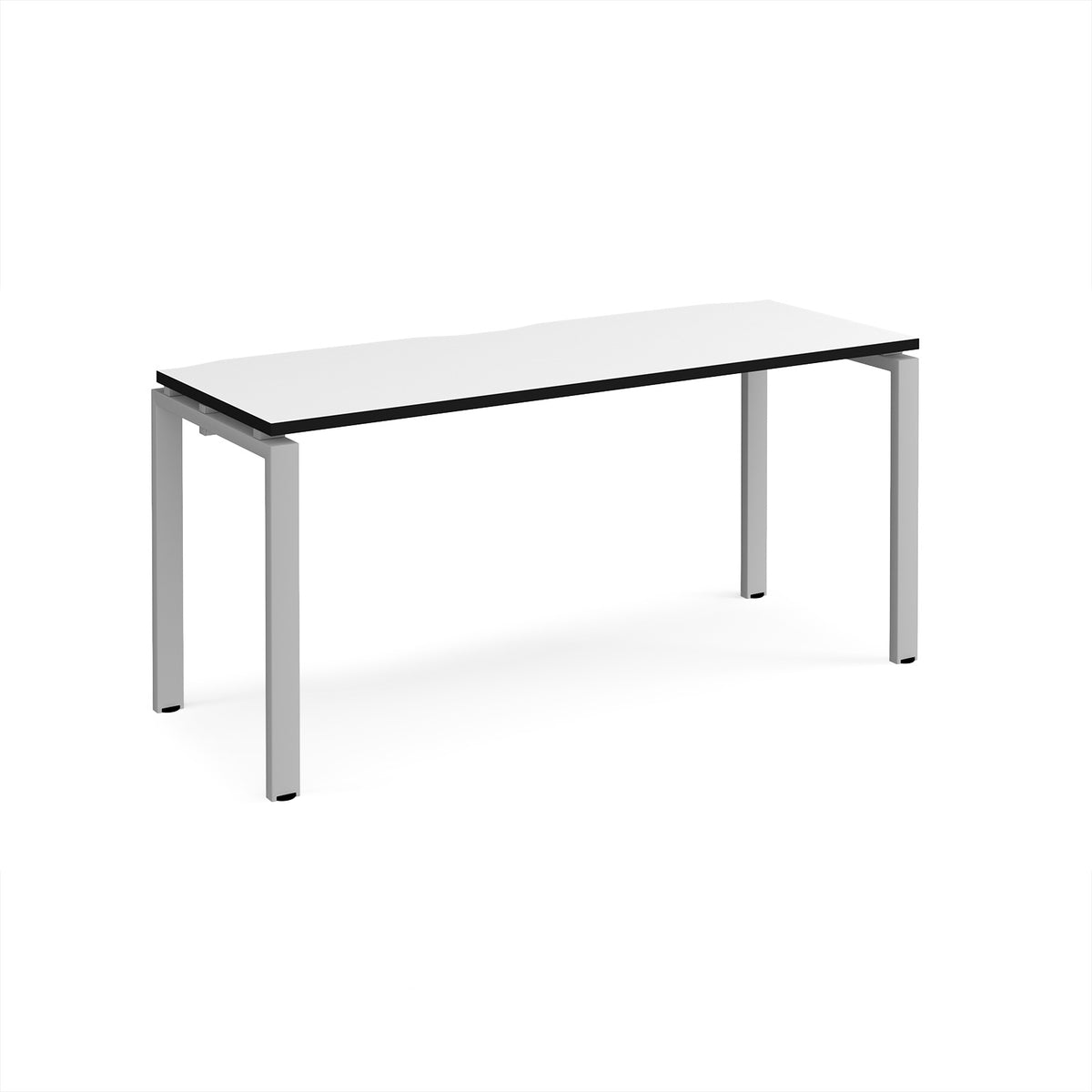 Adapt single desk 1600mm x 600mm - silver frame, White Top, black edge - view 1