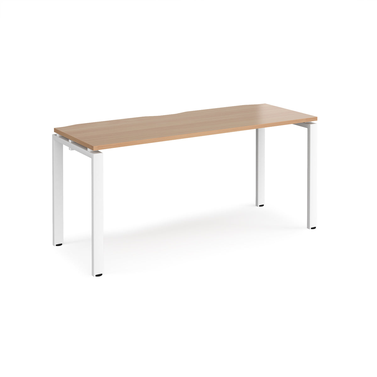Adapt single desk 1600mm x 600mm - white frame, Beech top - view 1