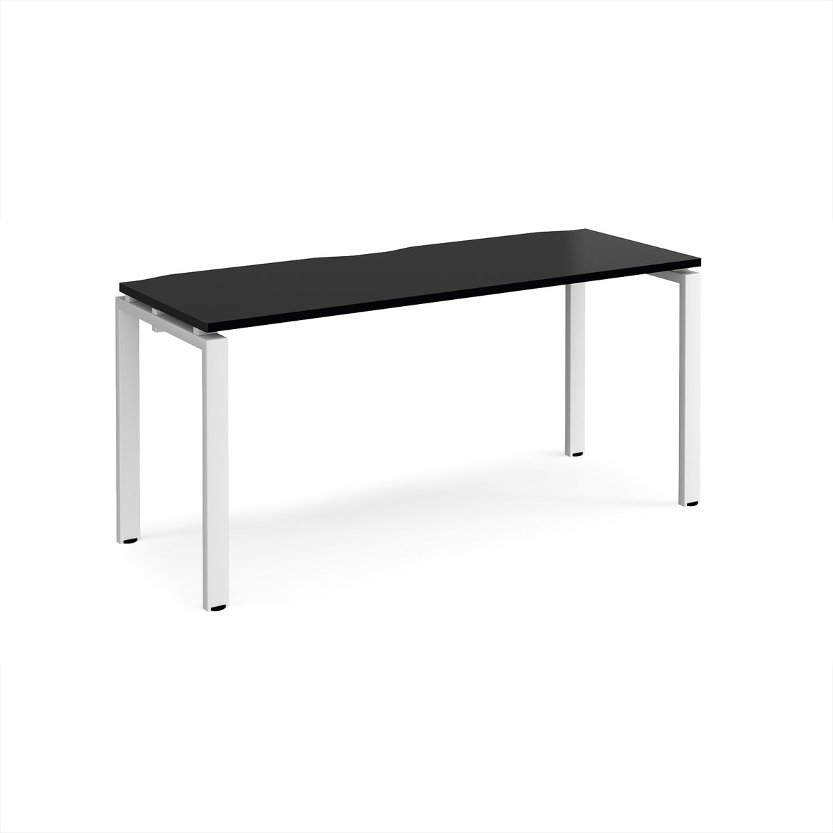 Adapt single desk 1600mm x 600mm - white frame, black top - view 1