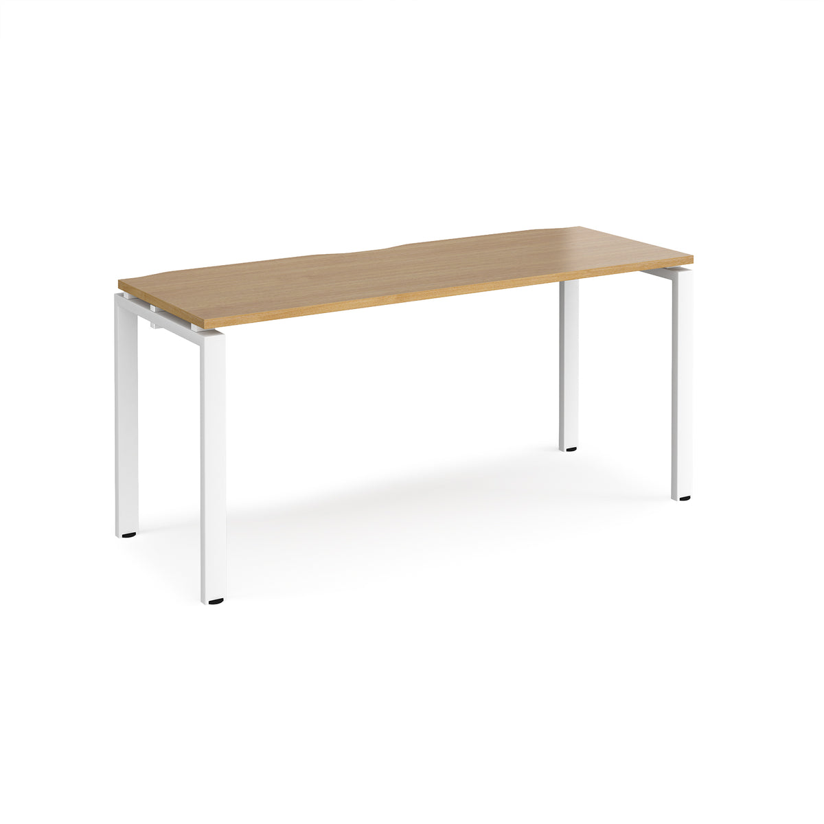Adapt single desk 1600mm x 600mm - white frame, Oak Top - view 1
