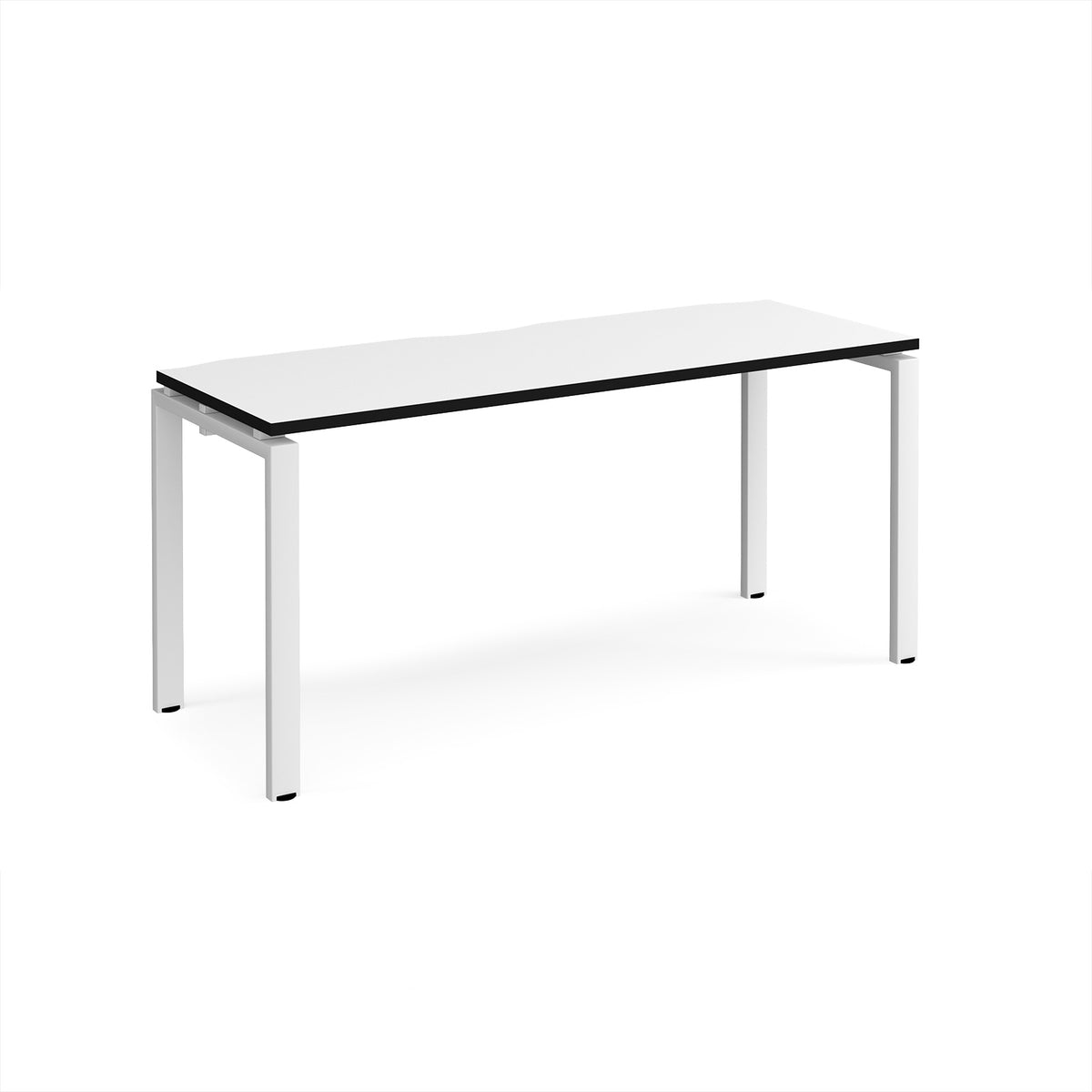 Adapt single desk 1600mm x 600mm - white frame, White Top, black edge - view 1
