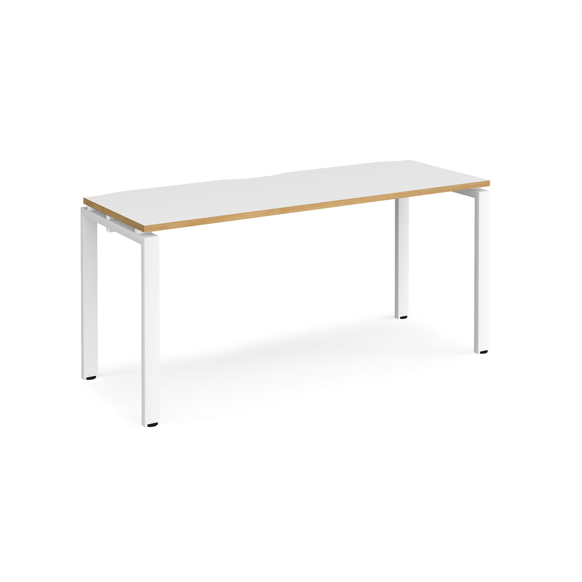 Adapt single desk 1600mm x 600mm - white frame, White Top with oak edging - view 1