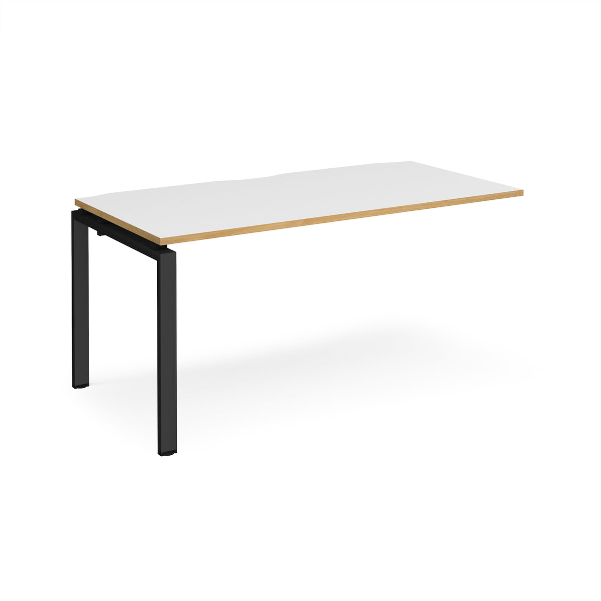 Adapt add on unit single 1600mm x 800mm - black frame, White Top with oak edging - view 1