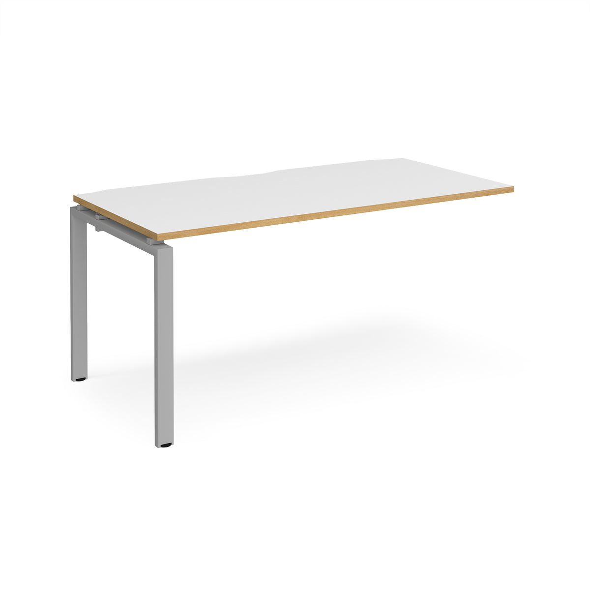 Adapt add on unit single 1600mm x 800mm - silver frame, White Top with oak edging - view 1