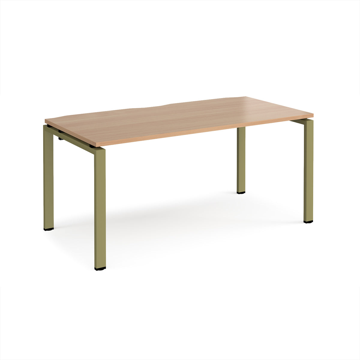 Adapt single desk 1600mm x 800mm - green frame, Beech top - view 1
