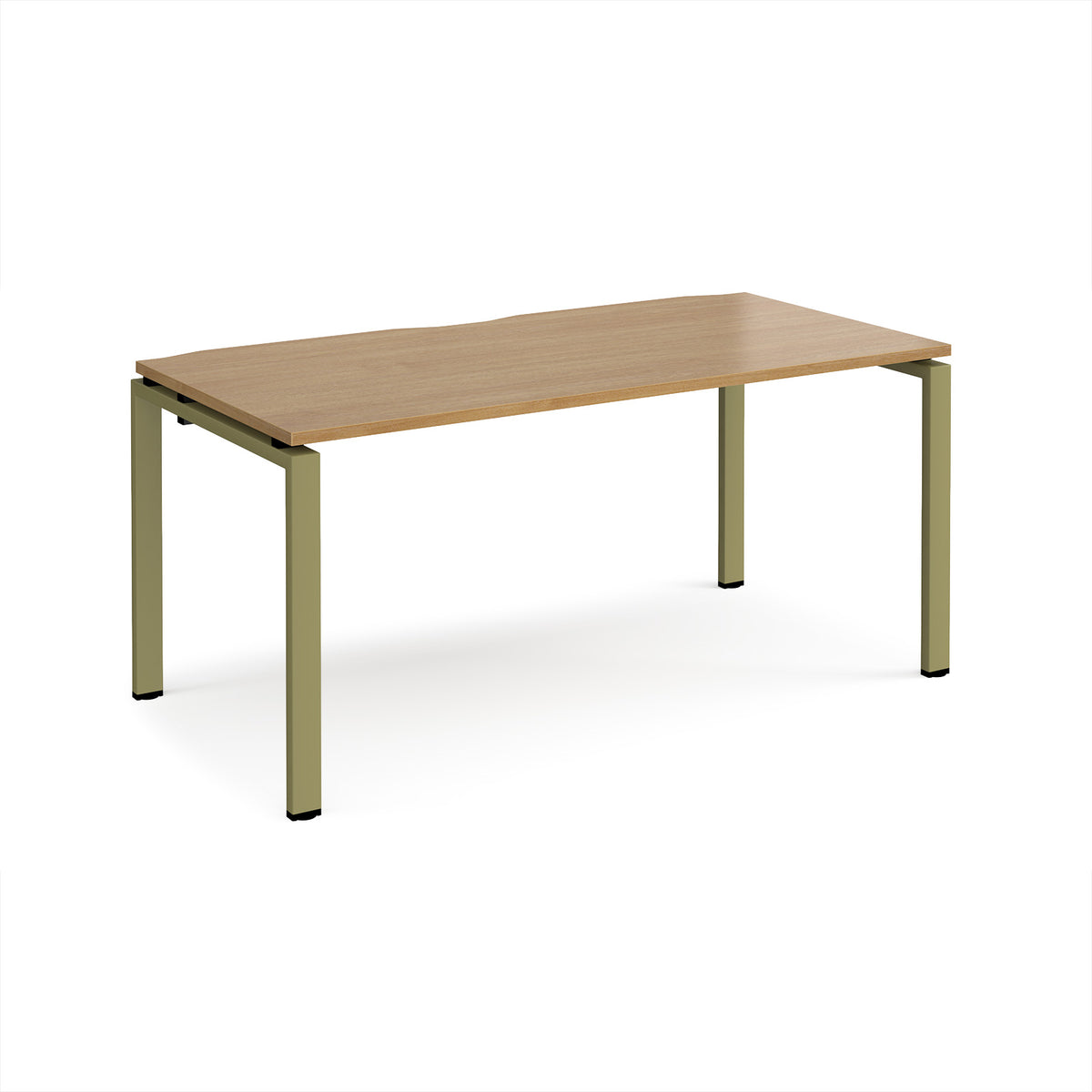 Adapt single desk 1600mm x 800mm - green frame, Oak Top - view 1