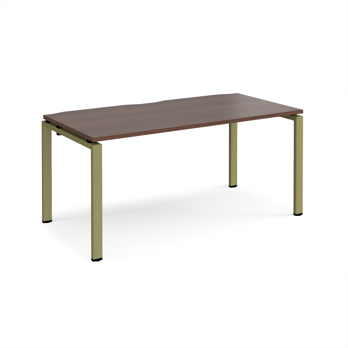 Adapt single desk 1600mm x 800mm - green frame, Walnut top - view 1