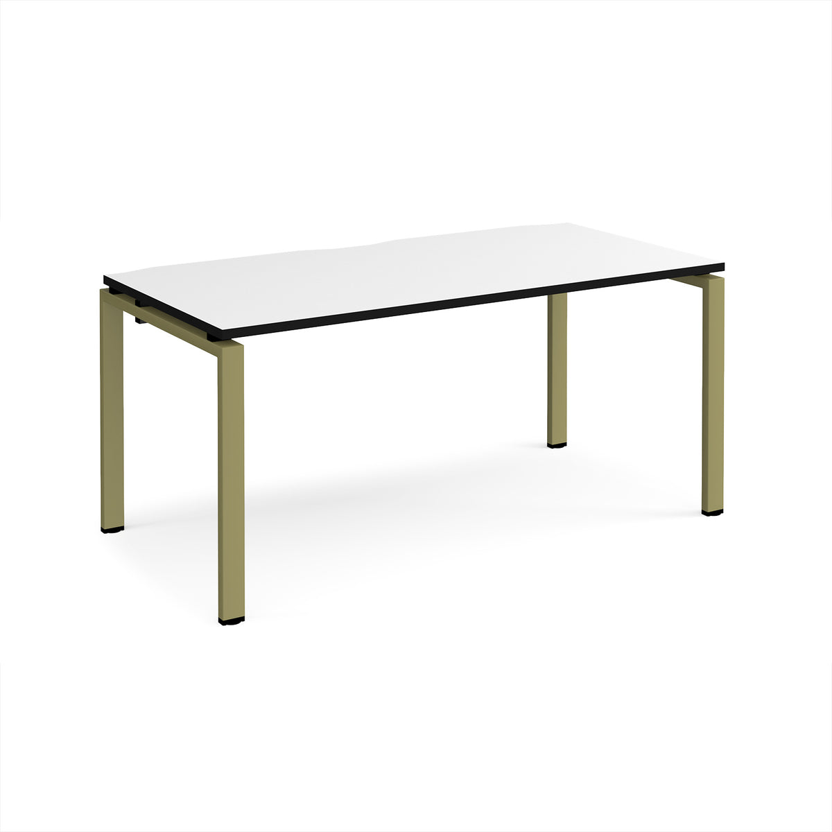Adapt single desk 1600mm x 800mm - green frame, White Top, black edge - view 1