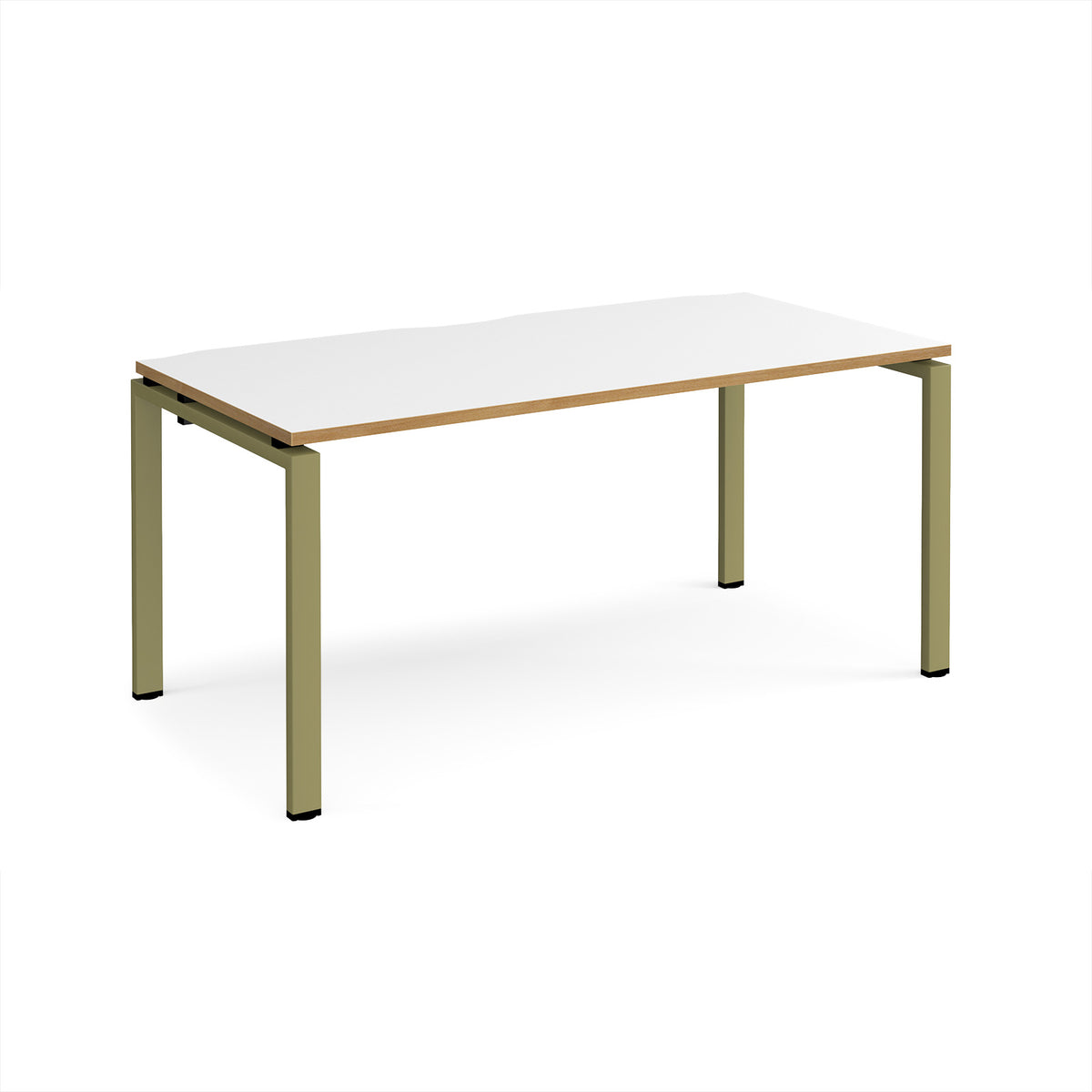 Adapt single desk 1600mm x 800mm - green frame, White Top, oak edge - view 1