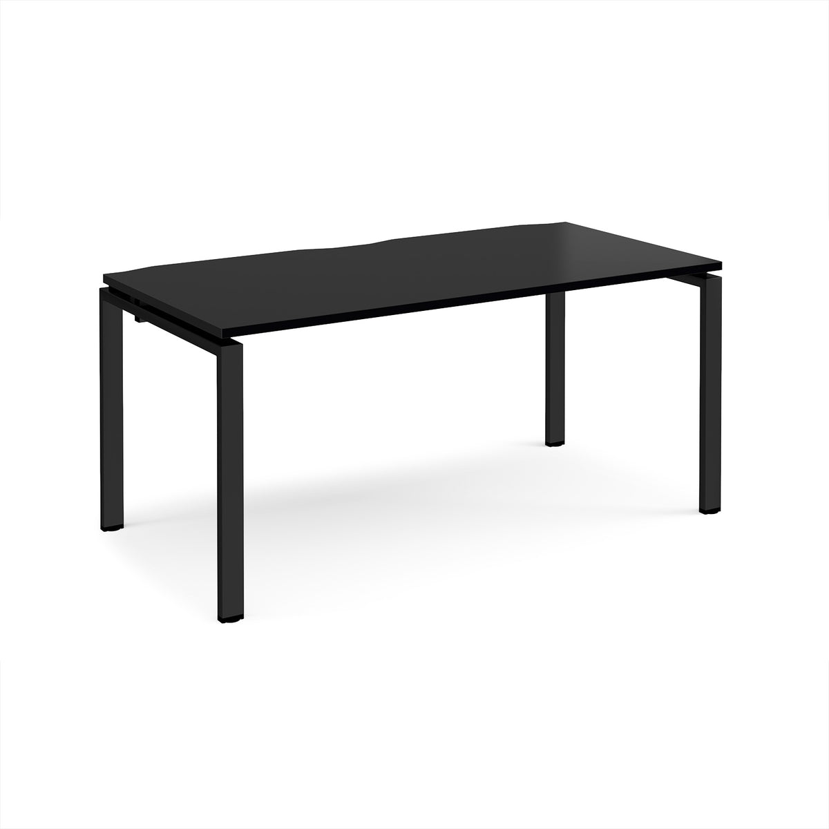 Adapt single desk 1600mm x 800mm - black frame, black top - view 1