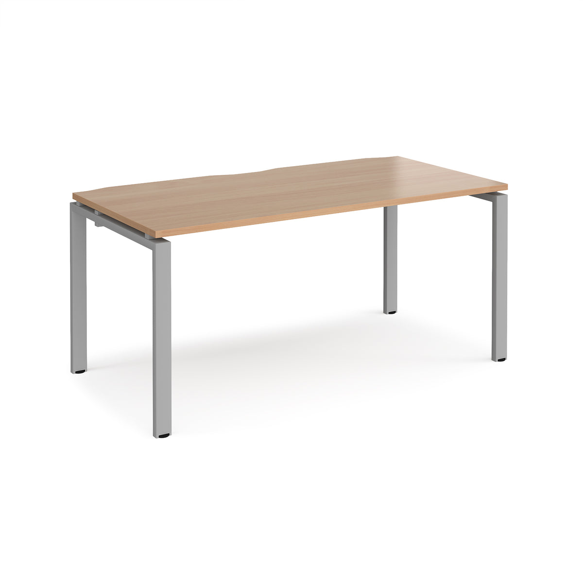 Adapt single desk 1600mm x 800mm - silver frame, Beech top - view 1