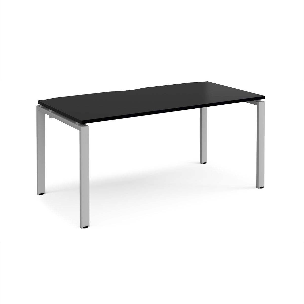 Adapt single desk 1600mm x 800mm - silver frame, black top - view 1