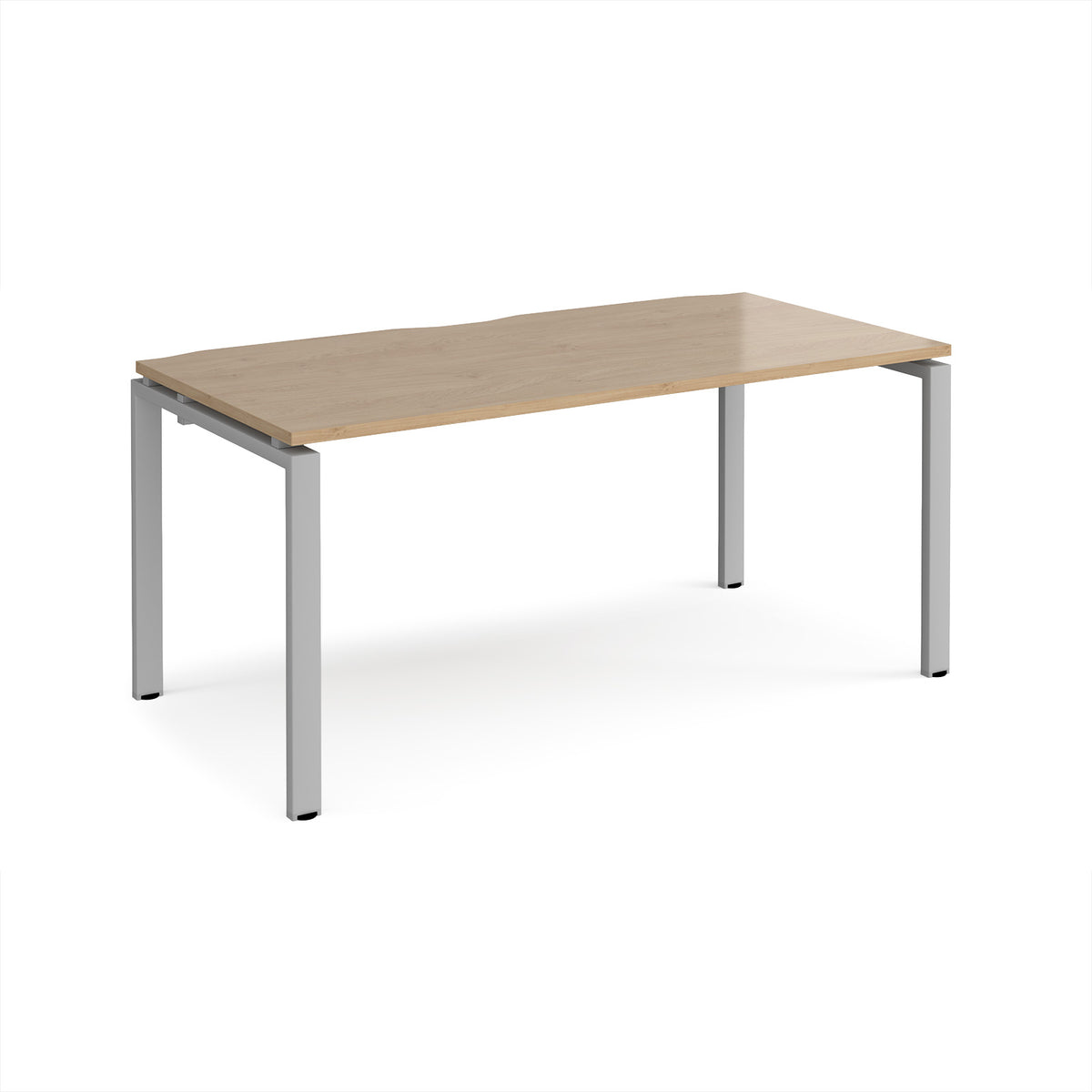 Adapt single desk 1600mm x 800mm - silver frame, Kendal Oak Top - view 1