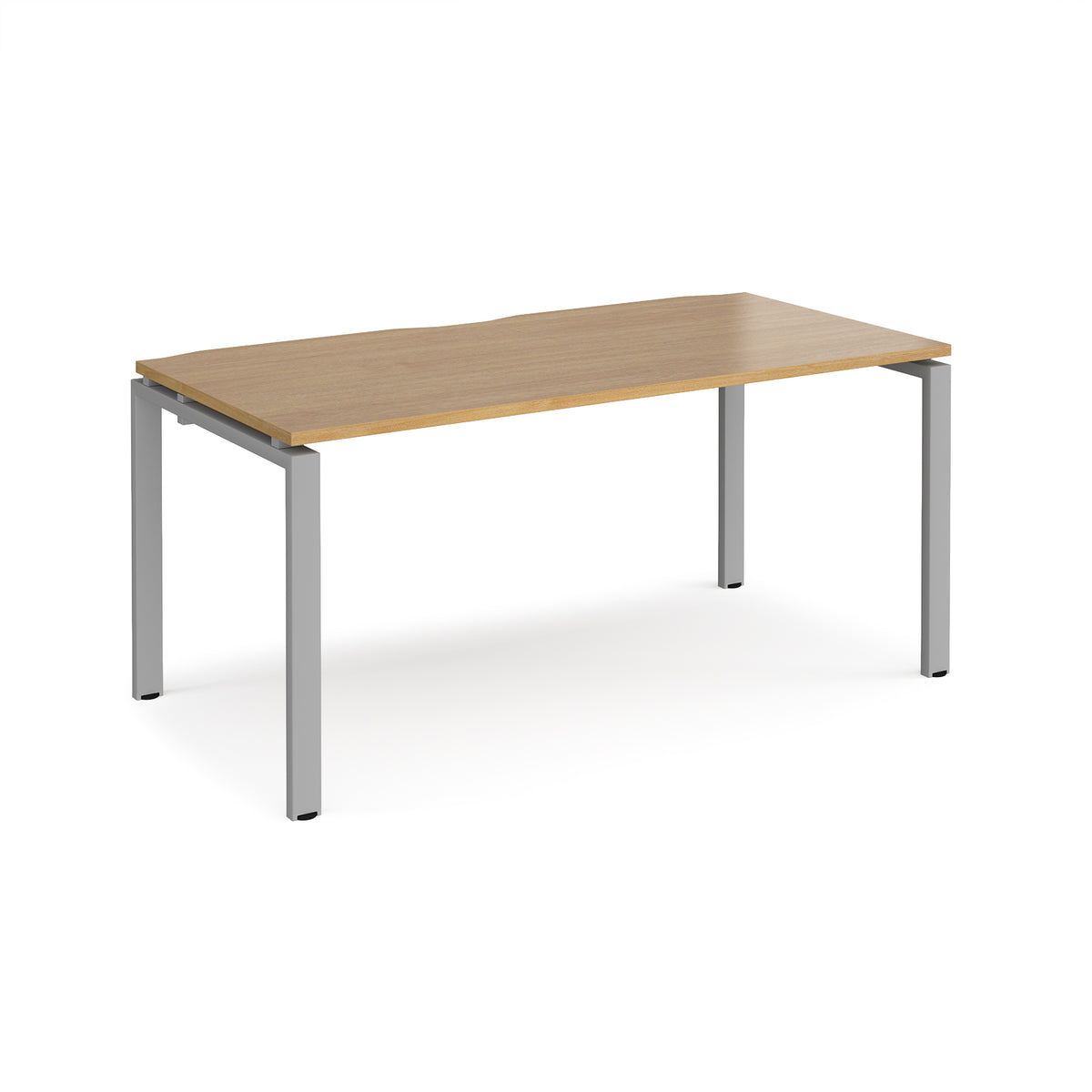 Adapt single desk 1600mm x 800mm - silver frame, Oak Top - view 1