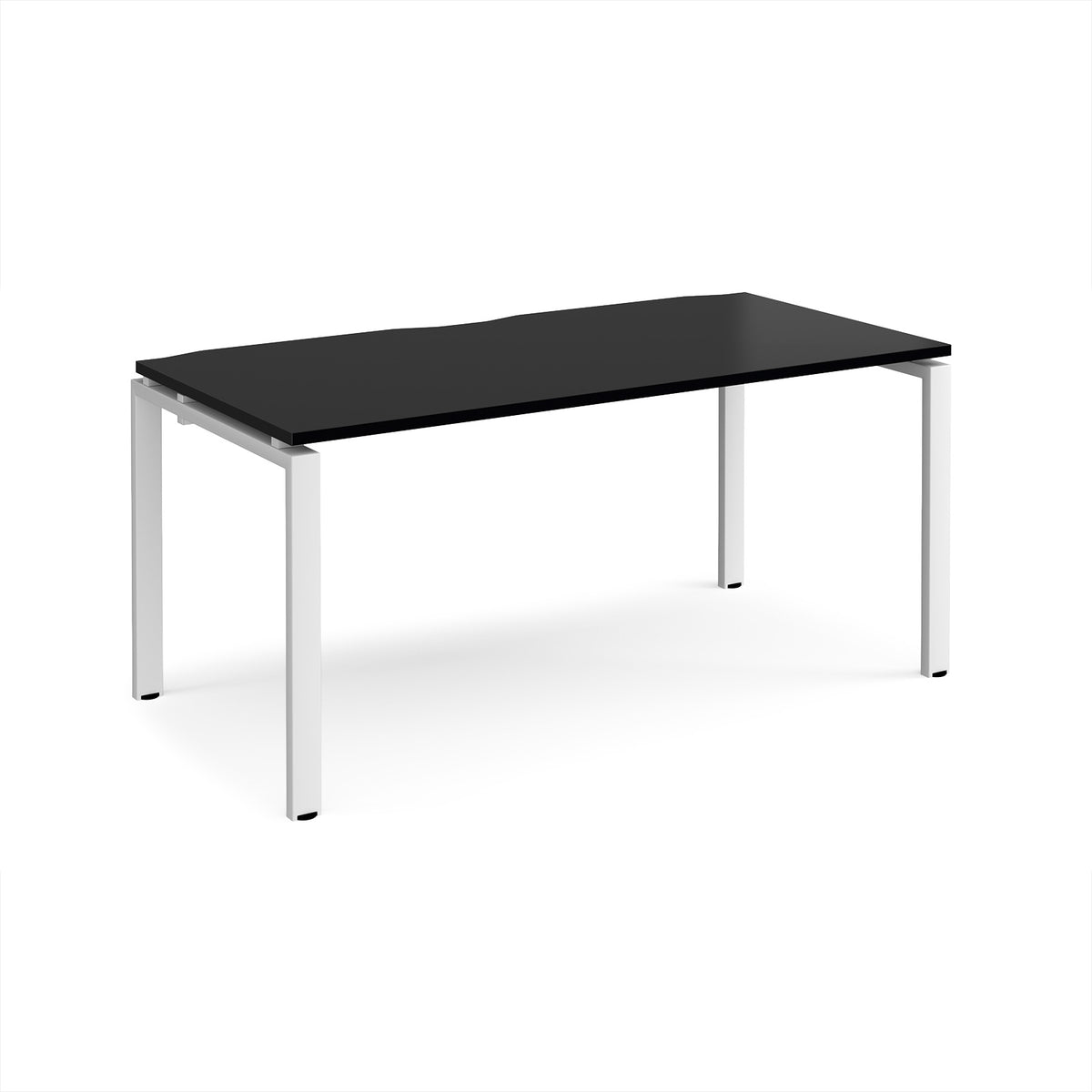 Adapt single desk 1600mm x 800mm - white frame, black top - view 1