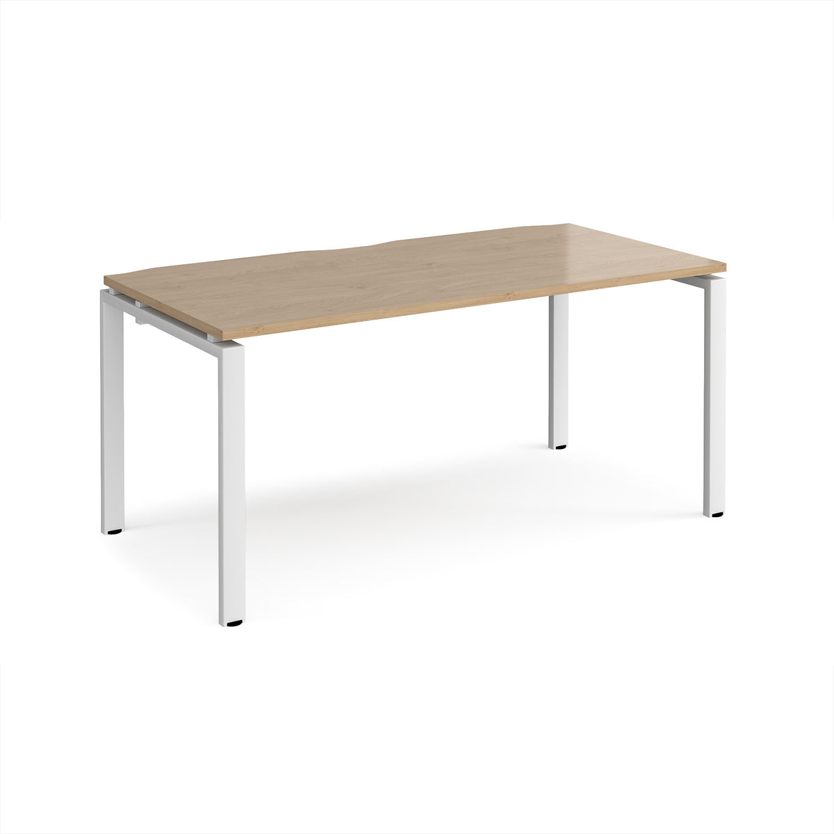Adapt single desk 1600mm x 800mm - white frame, Kendal Oak Top - view 1