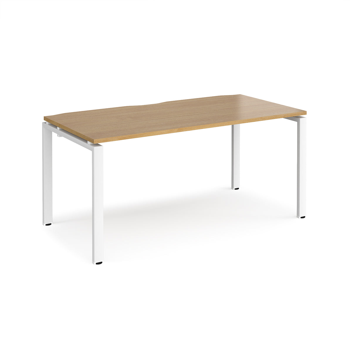 Adapt single desk 1600mm x 800mm - white frame, Oak Top - view 1