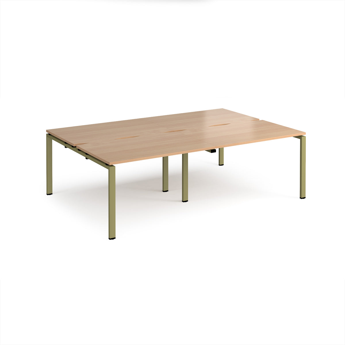 Adapt double back to back desks 2400mm x 1600mm - green frame, Beech top - view 1