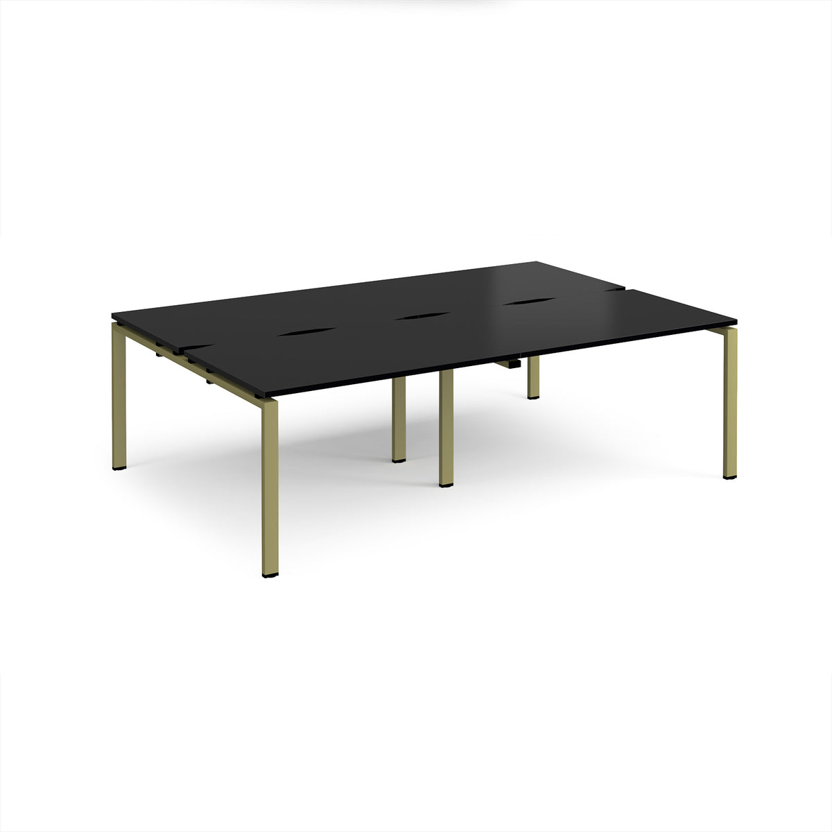 Adapt double back to back desks 2400mm x 1600mm - green frame, black top - view 1