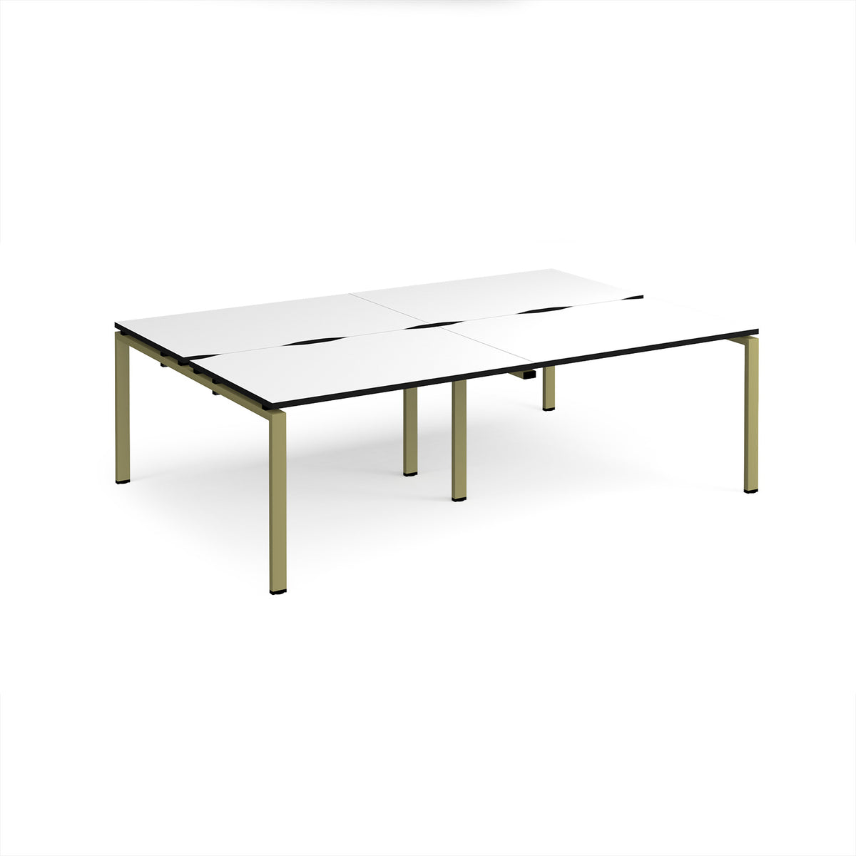 Adapt double back to back desks 2400mm x 1600mm - green frame, White Top, black edge - view 1