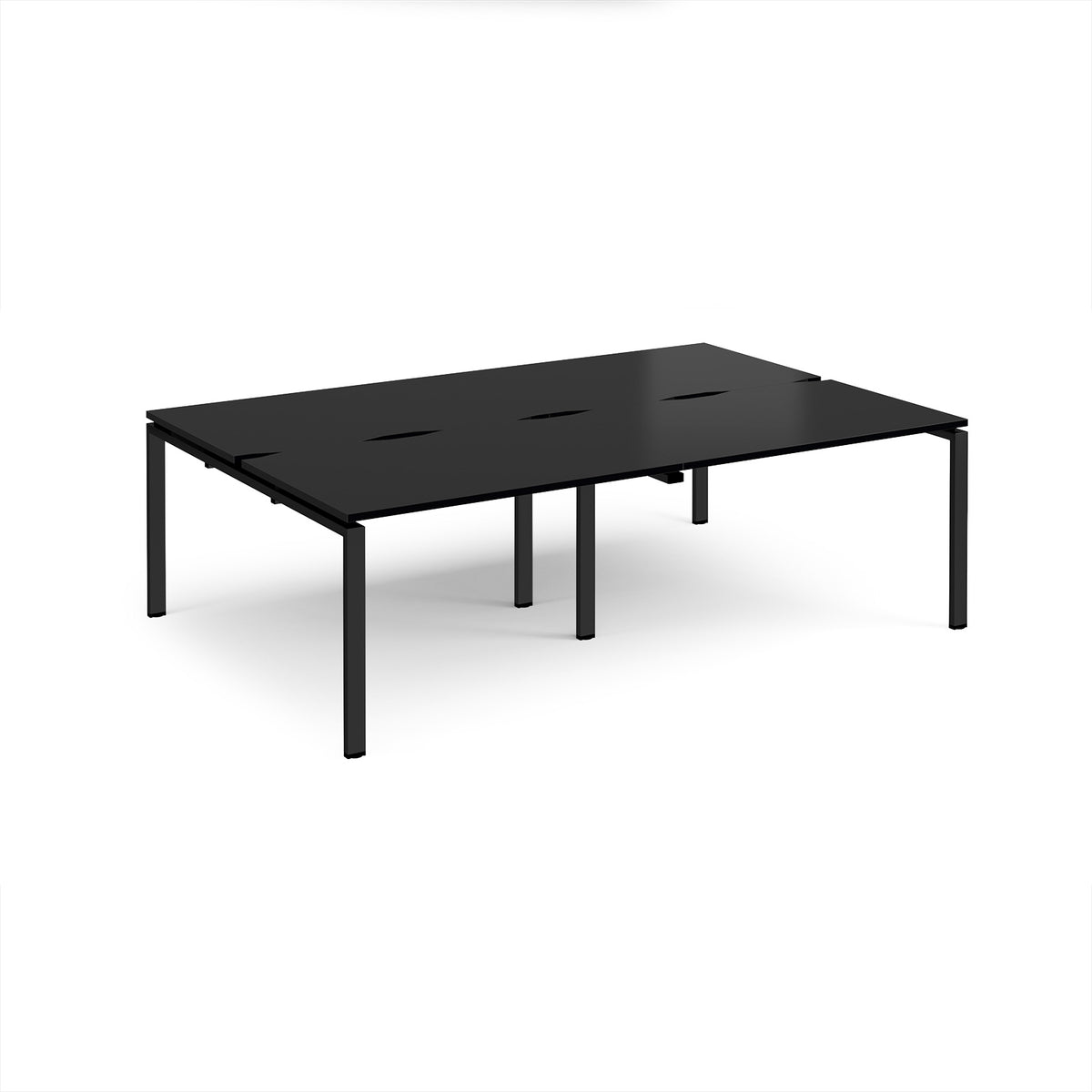 Adapt double back to back desks 2400mm x 1600mm - black frame, black top - view 1