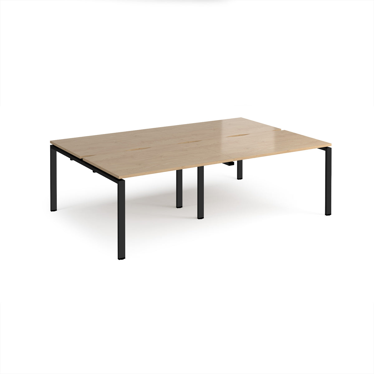 Adapt double back to back desks 2400mm x 1600mm - black frame, Kendal Oak Top - view 1