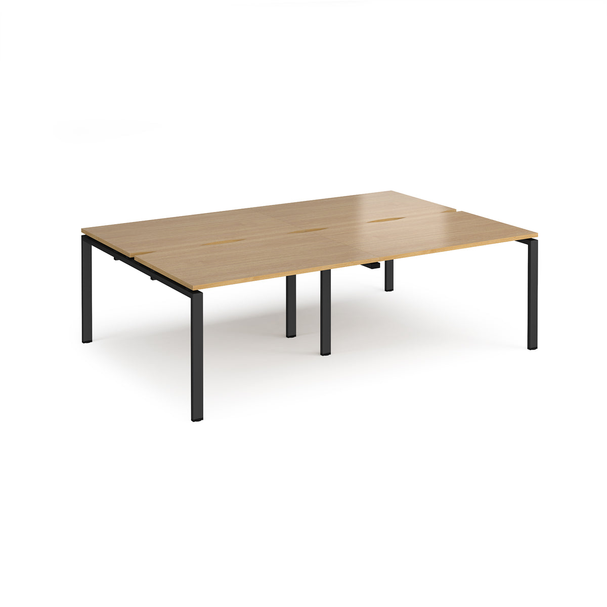 Adapt double back to back desks 2400mm x 1600mm - black frame, Oak Top - view 1