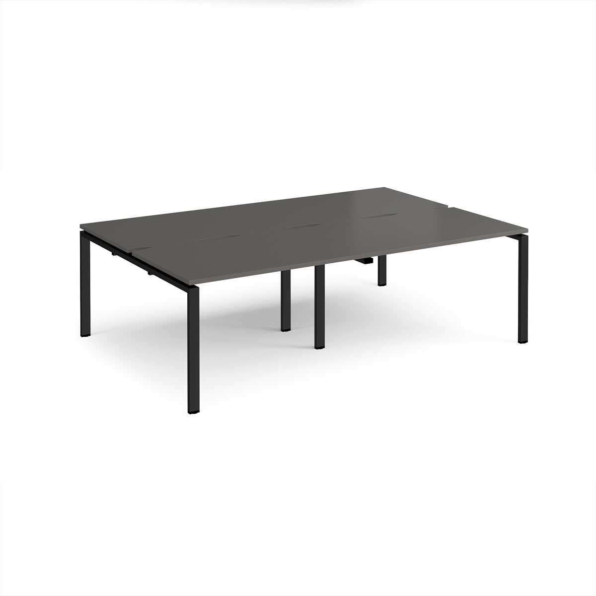 Adapt double back to back desks 2400mm x 1600mm - black frame, storm grey top - view 1