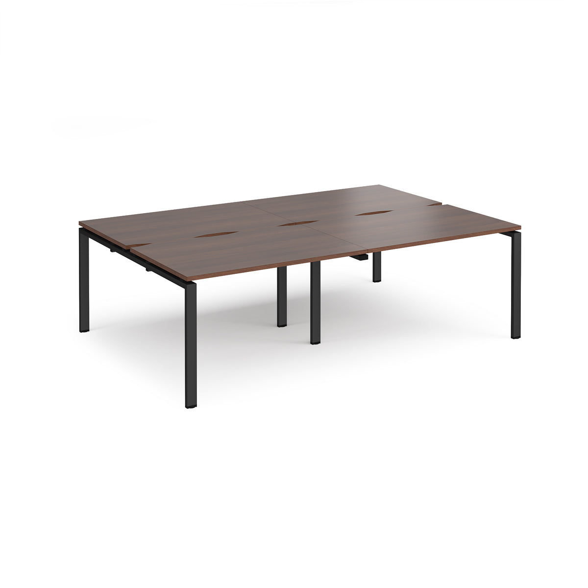 Adapt double back to back desks 2400mm x 1600mm - black frame, Walnut top - view 1