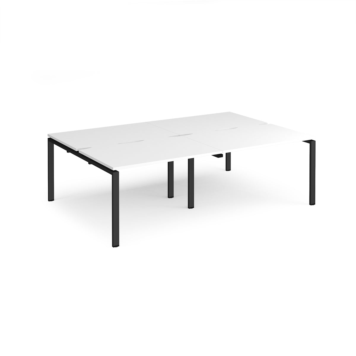 Adapt double back to back desks 2400mm x 1600mm - black frame, White Top - view 1
