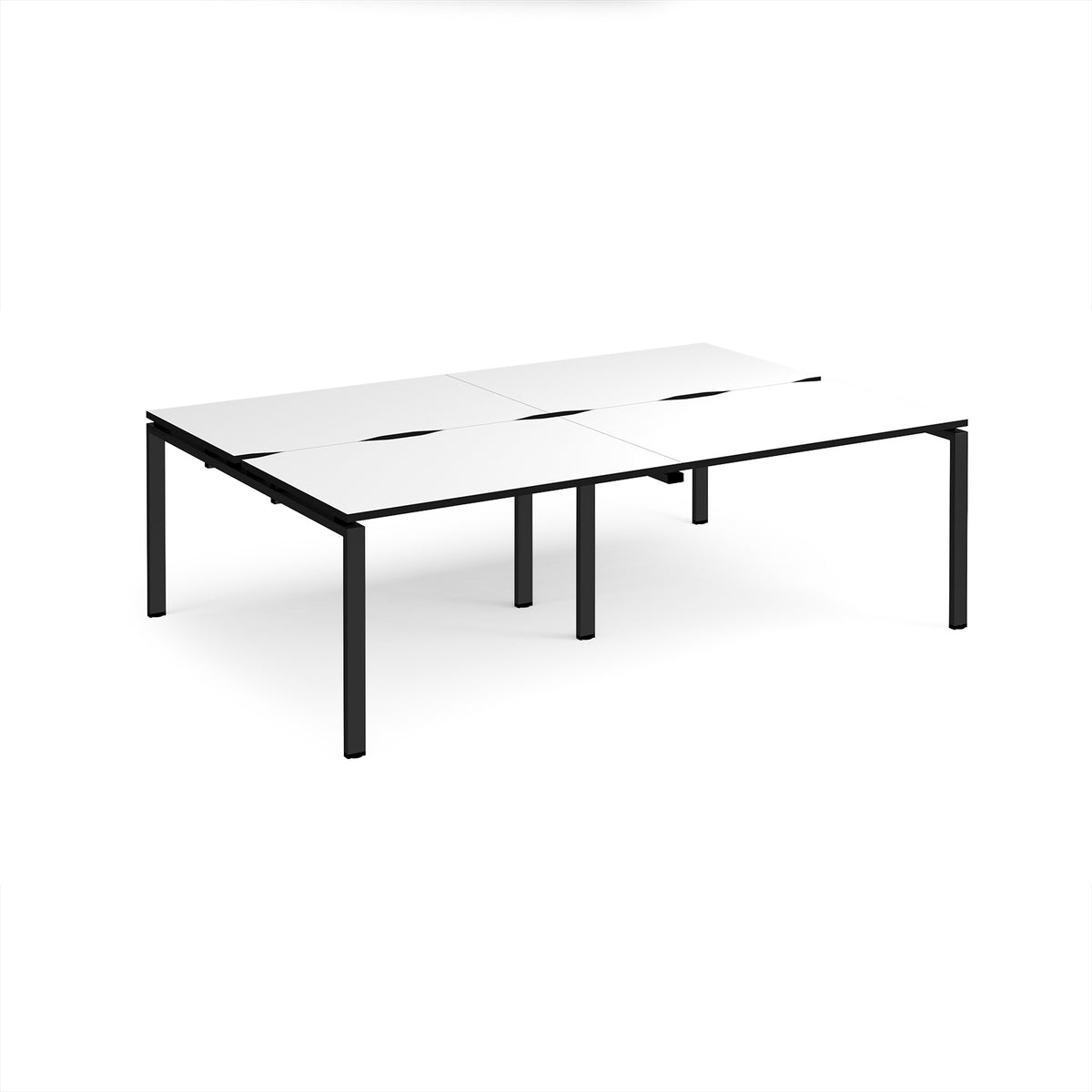 Adapt double back to back desks 2400mm x 1600mm - black frame, White Top, black edge - view 1