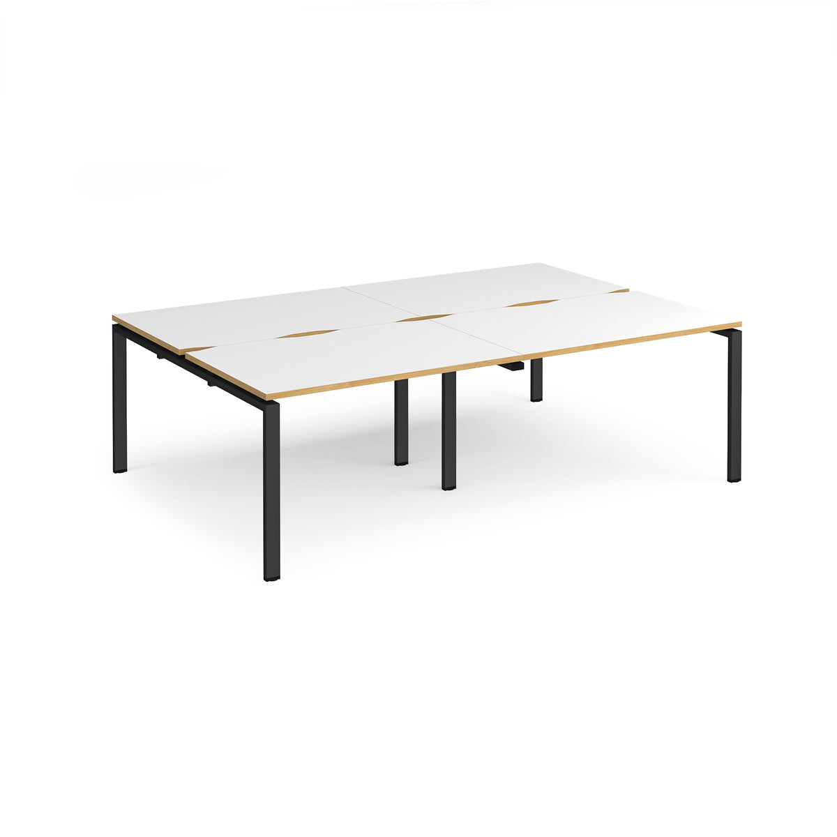 Adapt double back to back desks 2400mm x 1600mm - black frame, White Top with oak edging - view 1