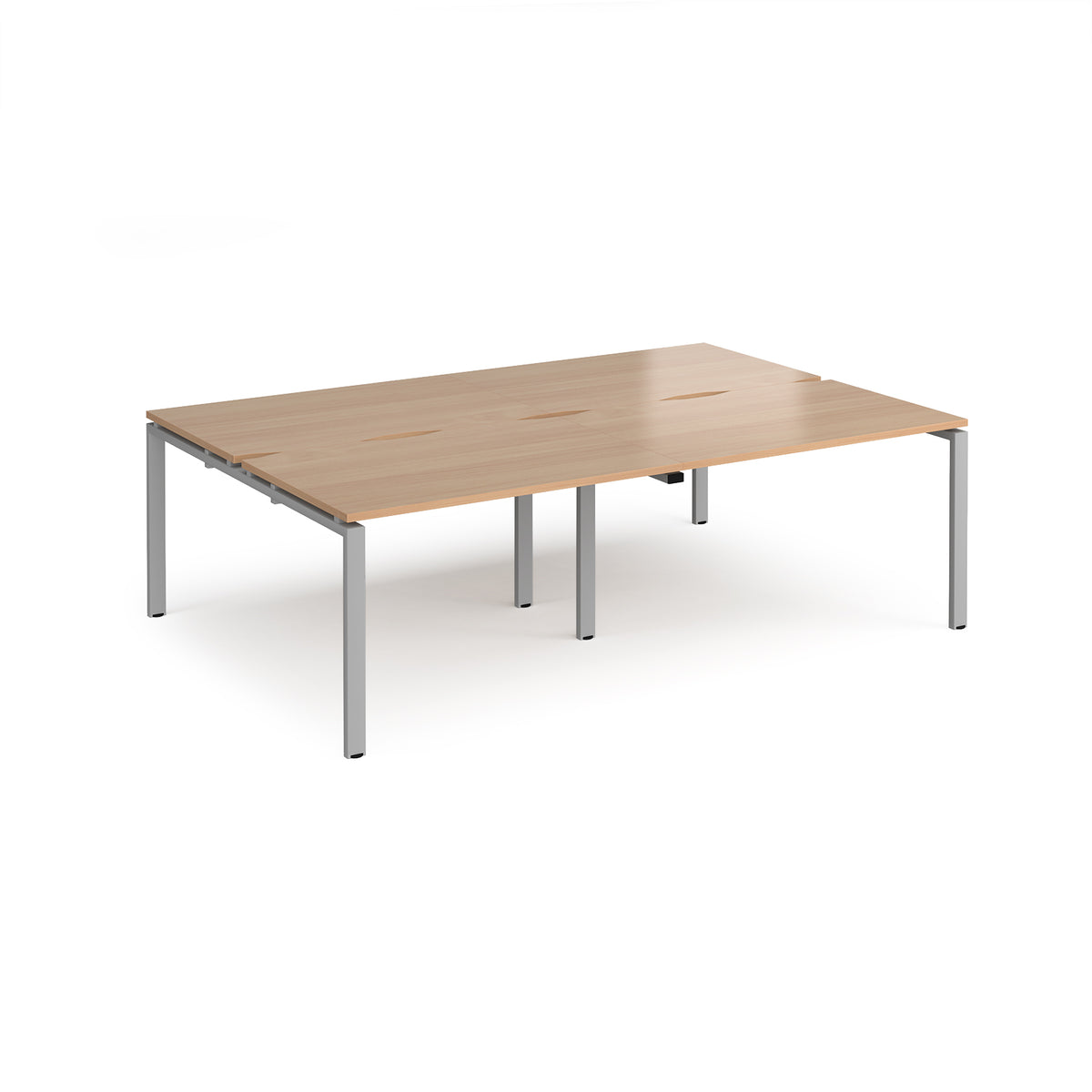 Adapt double back to back desks 2400mm x 1600mm - silver frame, Beech top - view 1