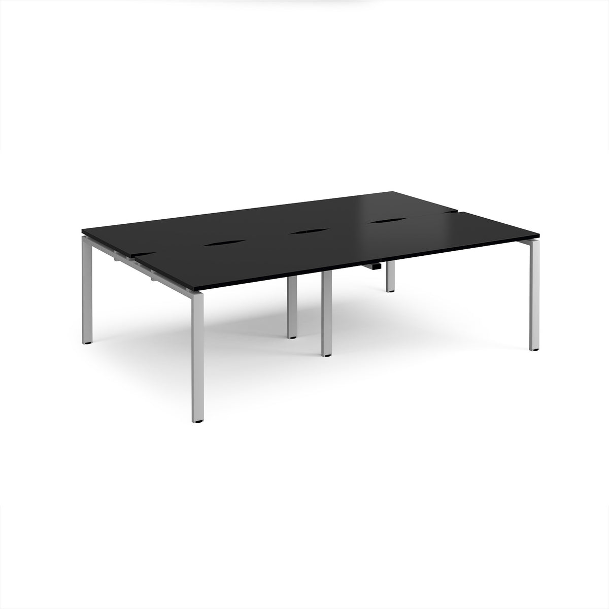 Adapt double back to back desks 2400mm x 1600mm - silver frame, black top - view 1