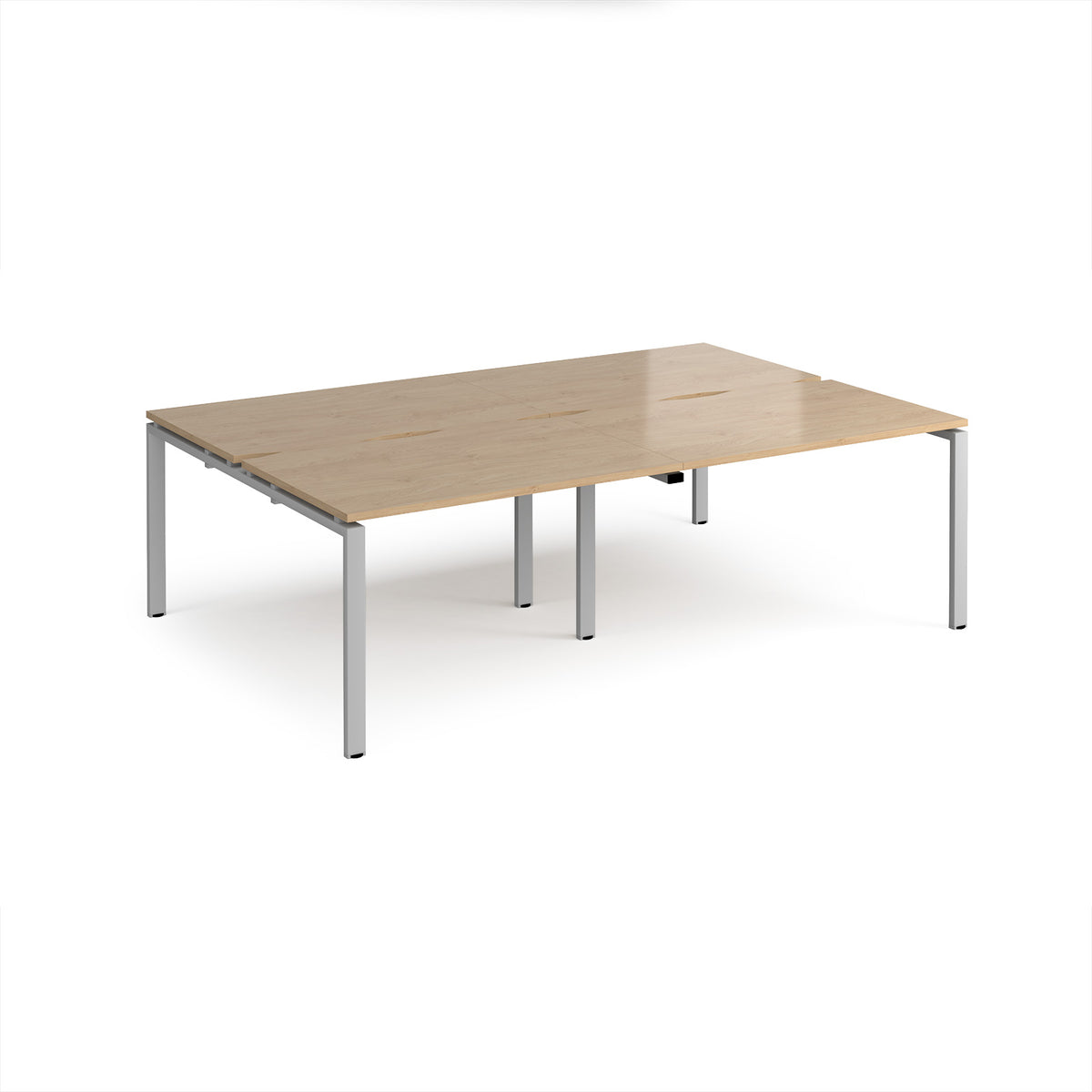 Adapt double back to back desks 2400mm x 1600mm - silver frame, Kendal Oak Top - view 1