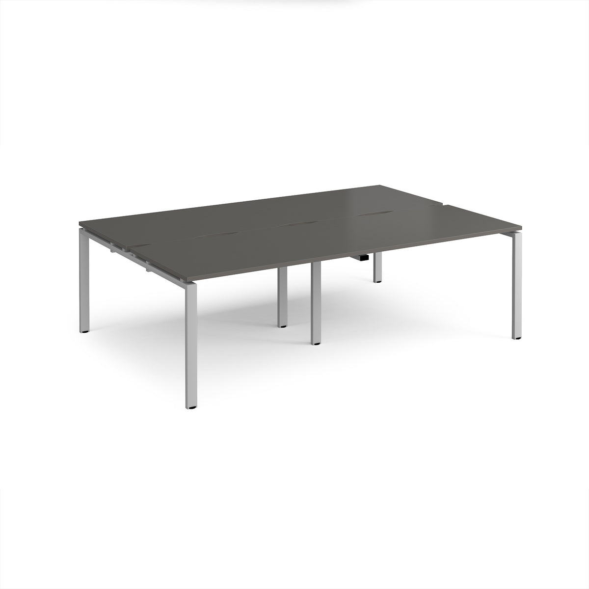 Adapt double back to back desks 2400mm x 1600mm - silver frame, storm grey top - view 1